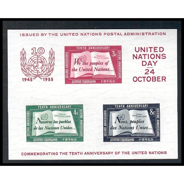 Lot - A8000 - Nations Unies (New York) - Bloc N°1 - Neuf ** Luxe