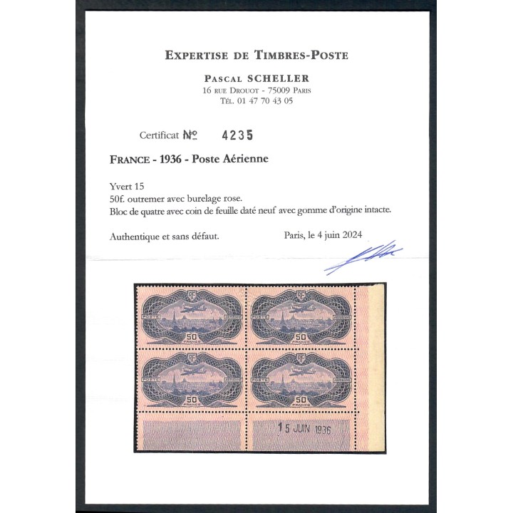 Lot A6438 - Poste aérienne - N°PA15 - Neuf ** Luxe