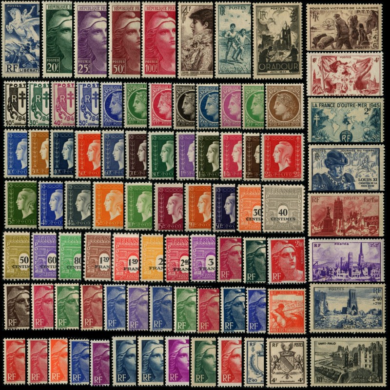 Timbres de France - Modernes - 1945 - Année Complète Timbres de France - Modernes - 1945 - Année Complète