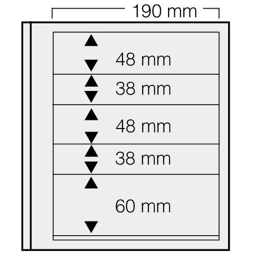 Feuilles "Spécial Dual"- 5 Bandes - 48,38,48,38,60mm - Paquet de 5