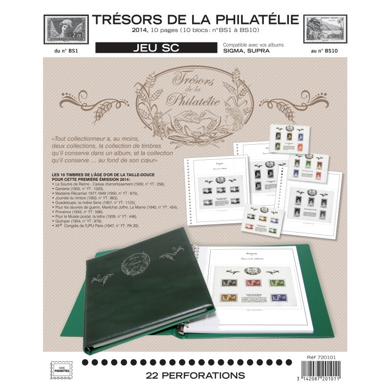 Pages d'album Trésors de la Philatélie avec pochettes SUPRA - Yvert et  Tellier - Alliance Philatélie