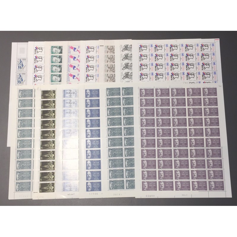 Lot de faciale en feuilles 1425 timbres à 1,90 Francs