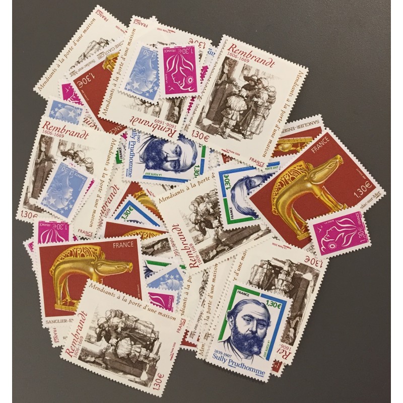 Lot de faciale 92 timbres à 1,30€ pour Affranchissement