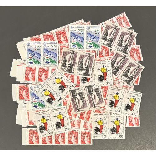 Lot de faciale 100 timbres à 7 Francs