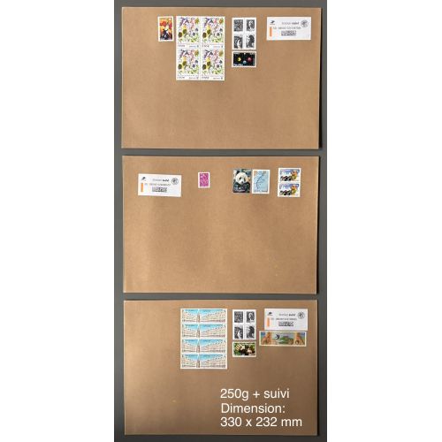 100 Enveloppes cartonnées pré-affranchies grand format avec sticker suivi - en Euros - 250g (5,74€)