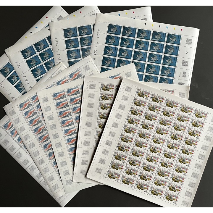 Lot de faciale de 1000 timbres à 1 Franc - En feuilles