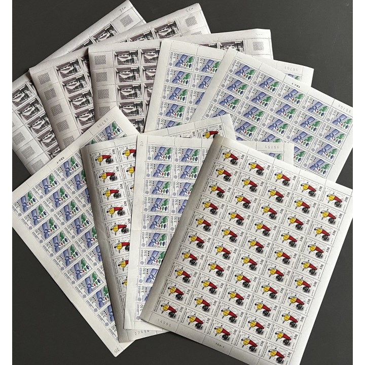 Lot de faciale de 1000 timbres à 1 Franc - En feuilles