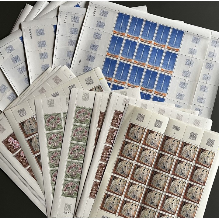Lot de faciale de 1000 timbres à 1 Franc - En feuilles