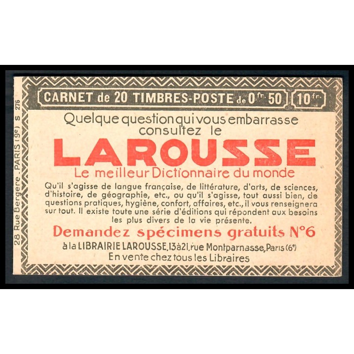 Lot A4429 - Carnets publicitaires - N°283-C14 - Neuf ** Luxe
